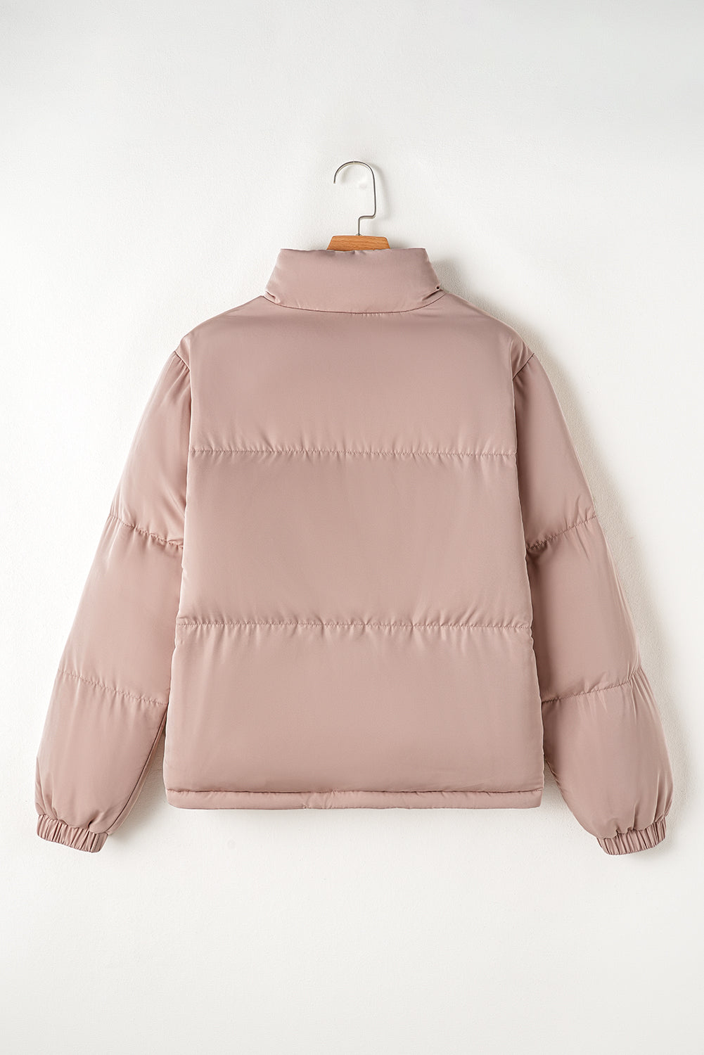 Apricot Full Zipper Puffer Jacket