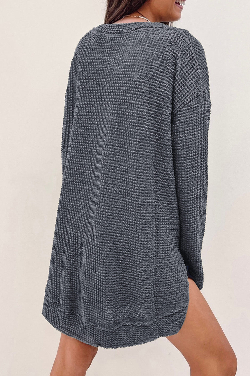 Waffle Knit Oversized Top