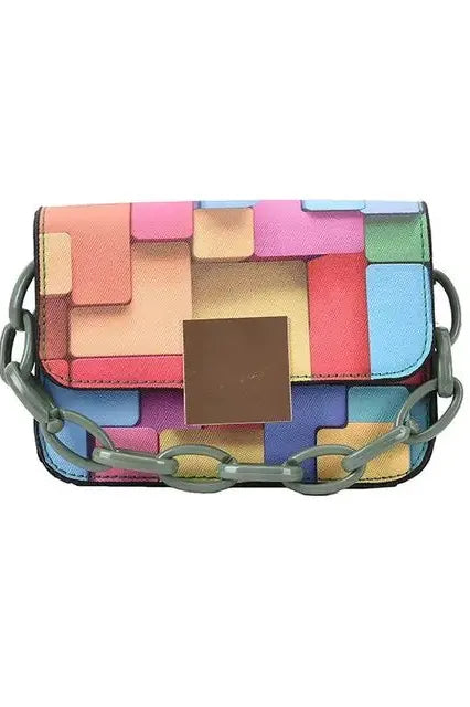 Printed Paneled Shoulder Bag