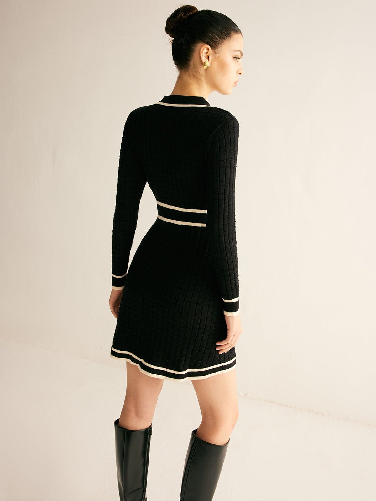 Lapel Sweater Dress - Divaloo