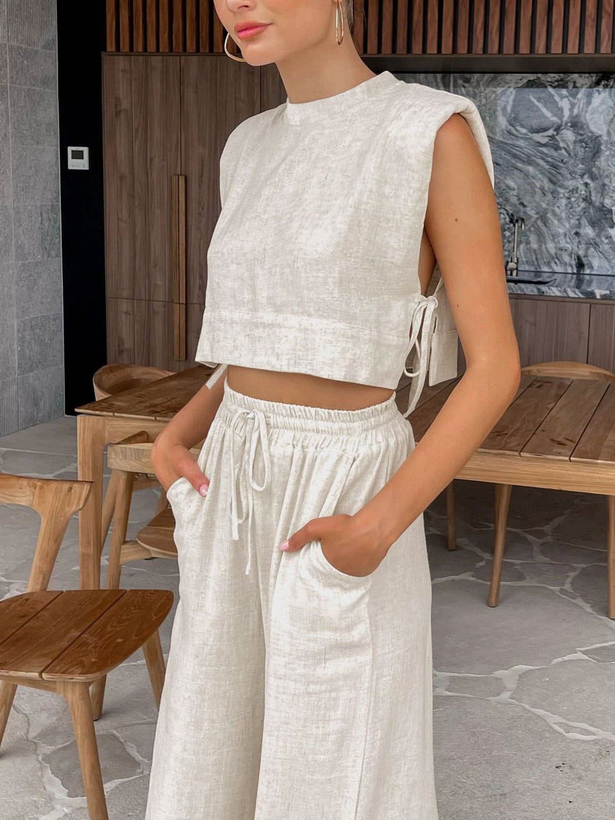 Linen Wide Leg Set - Divaloo