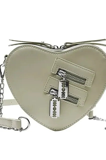 Heart Blade Zipper Chain Crossbody Bags