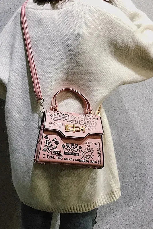 Leather Mini Chain Graffiti Bags