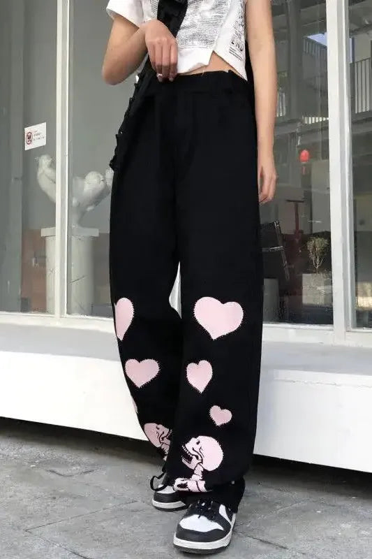 Love Skull Wide Leg Pants